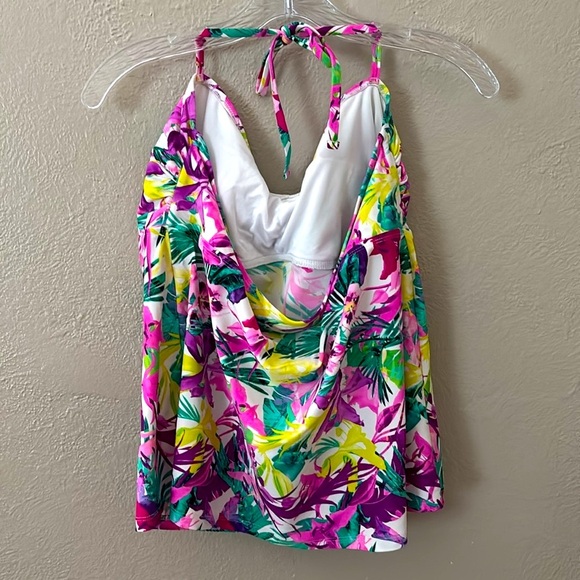 Women’s Catalina Swim Halter Tropical Print Tankini Top, Size XL (16-18) - Picture 3 of 6
